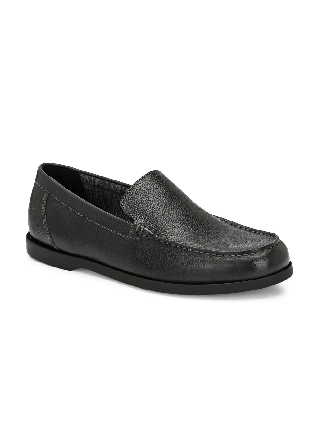 Onyx Ease – Black Textured Leather Loafers