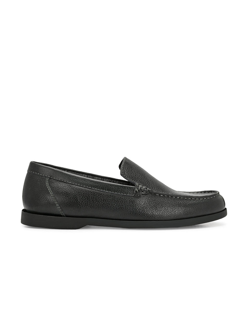 Onyx Ease – Black Textured Leather Loafers