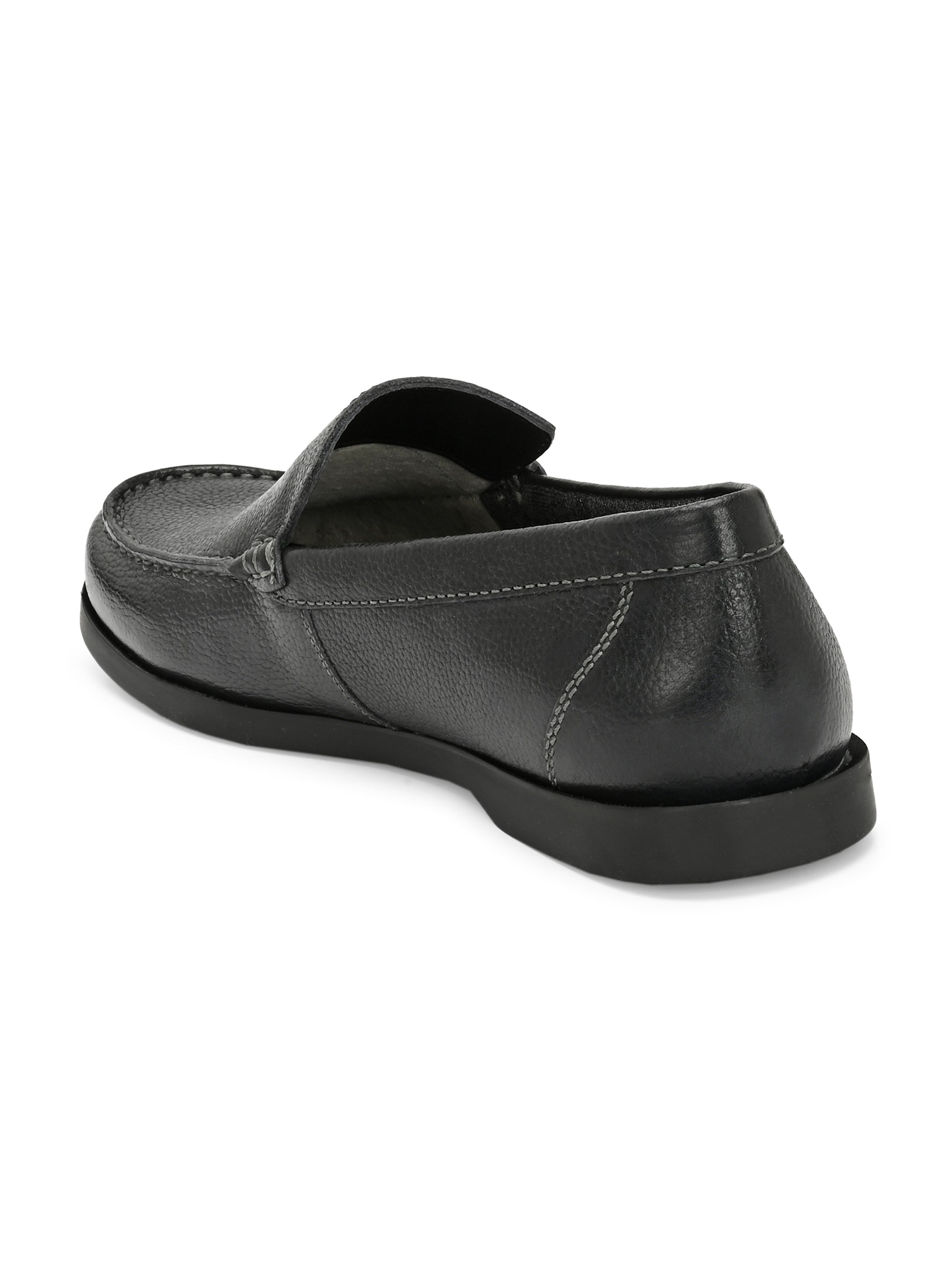 Onyx Ease – Black Textured Leather Loafers