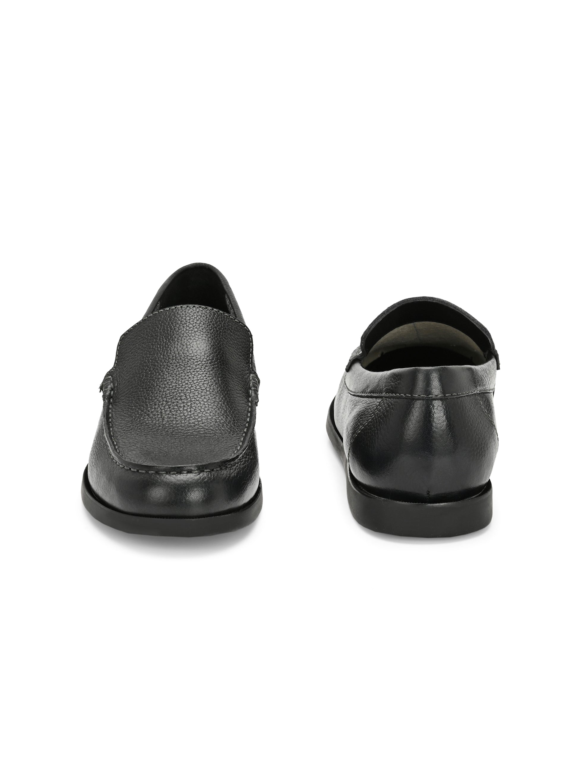 Onyx Ease – Black Textured Leather Loafers