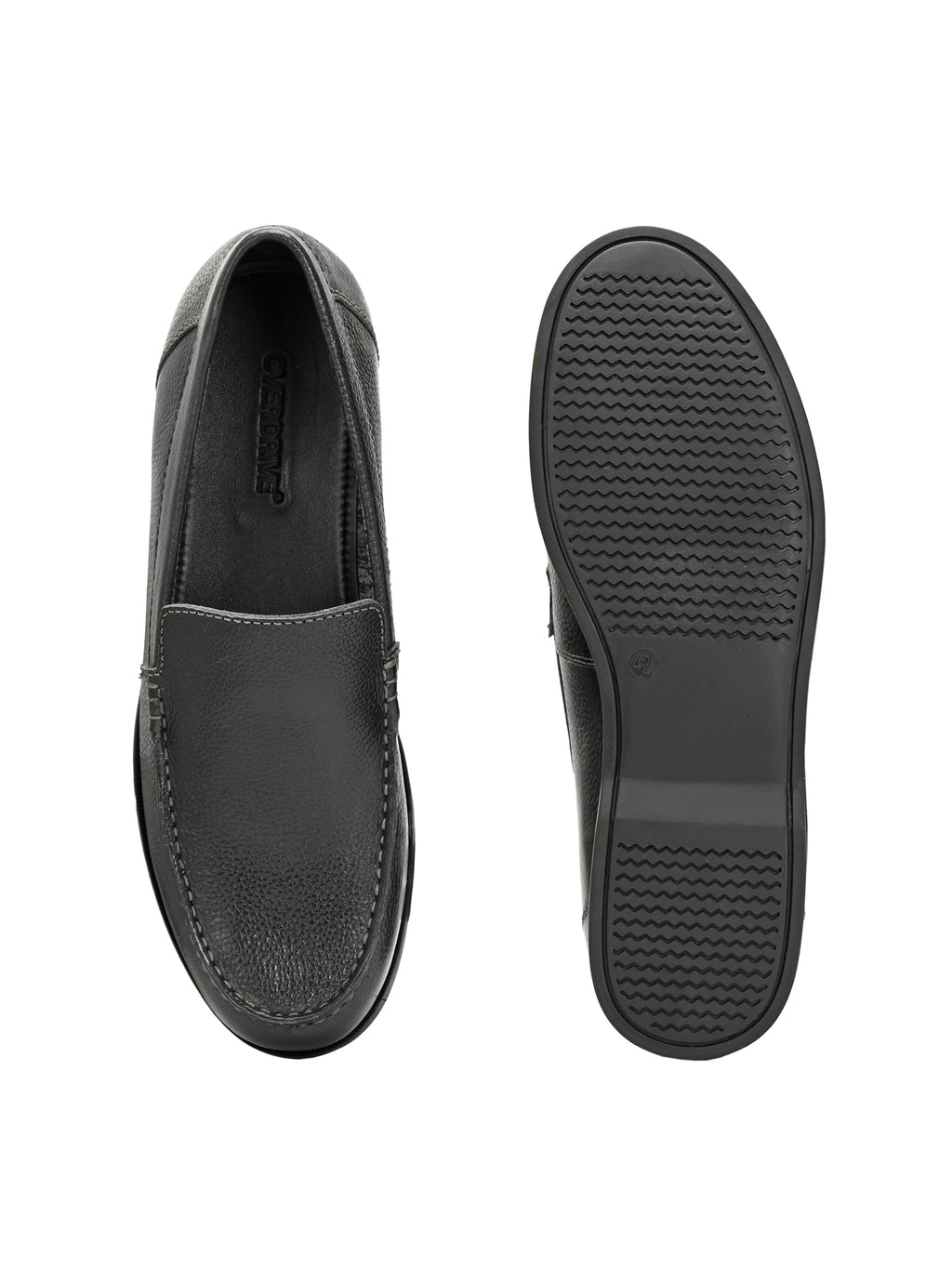 Onyx Ease – Black Textured Leather Loafers