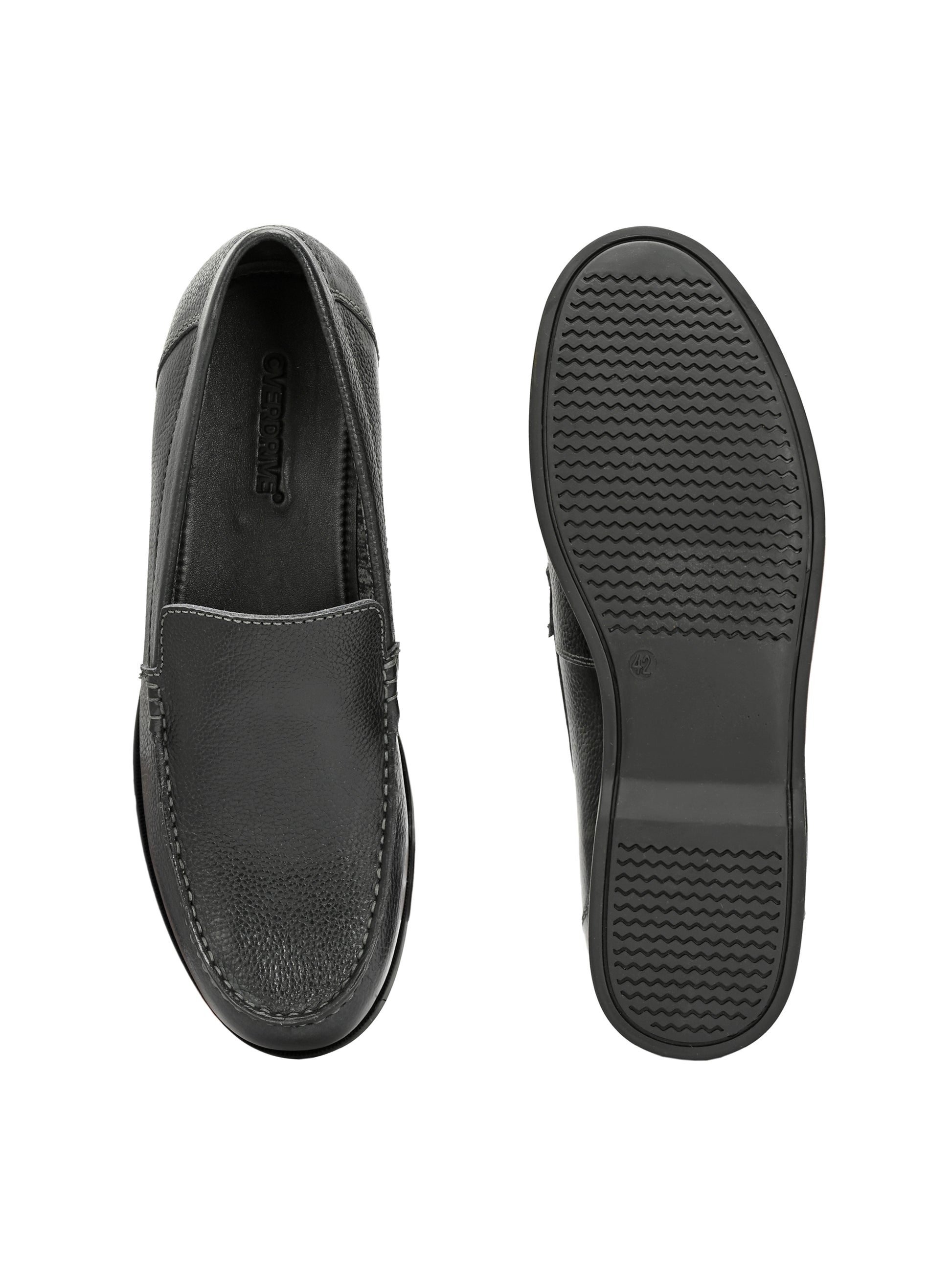 Onyx Ease – Black Textured Leather Loafers