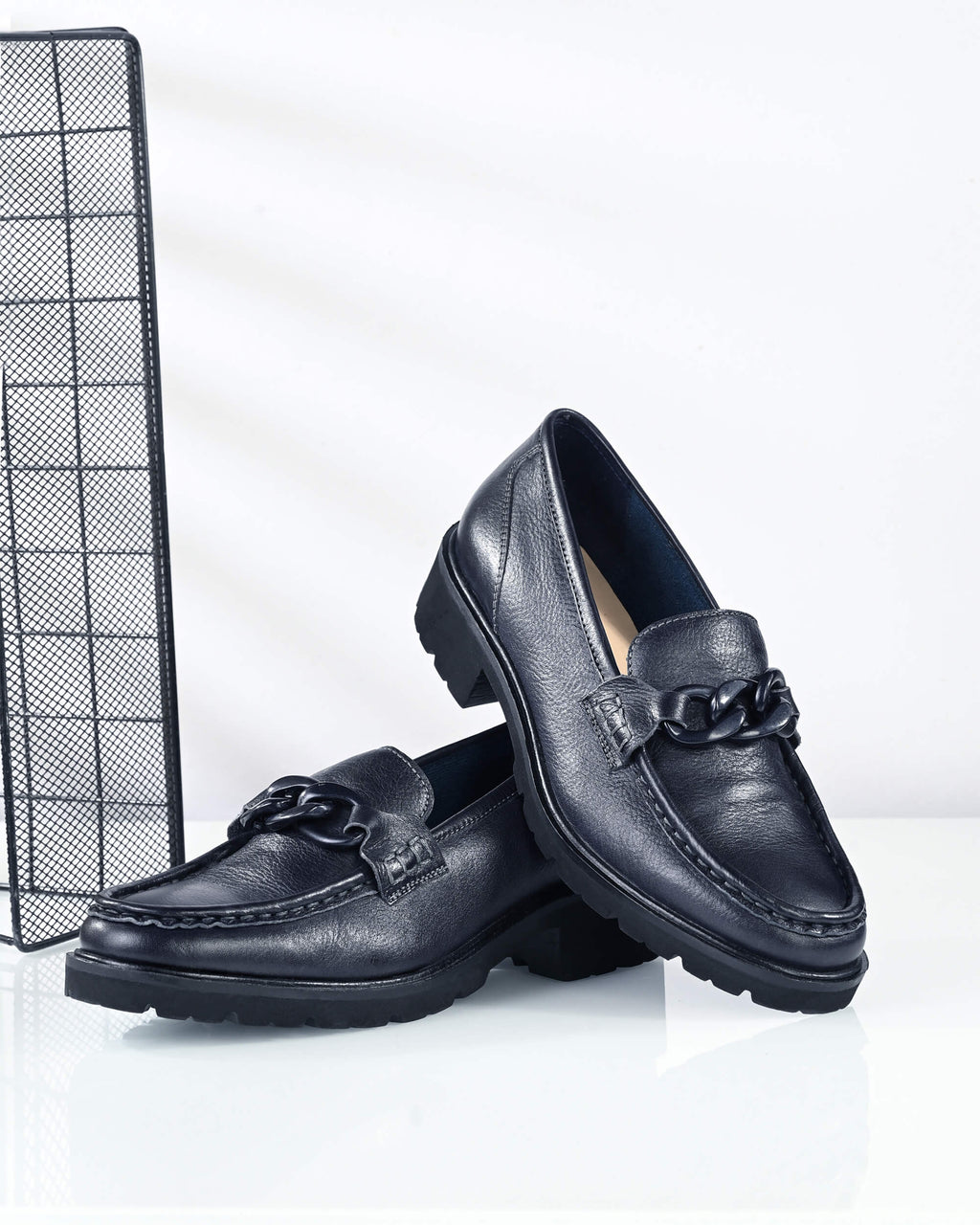 Pelle Perfetta Navy Leather Moccasin