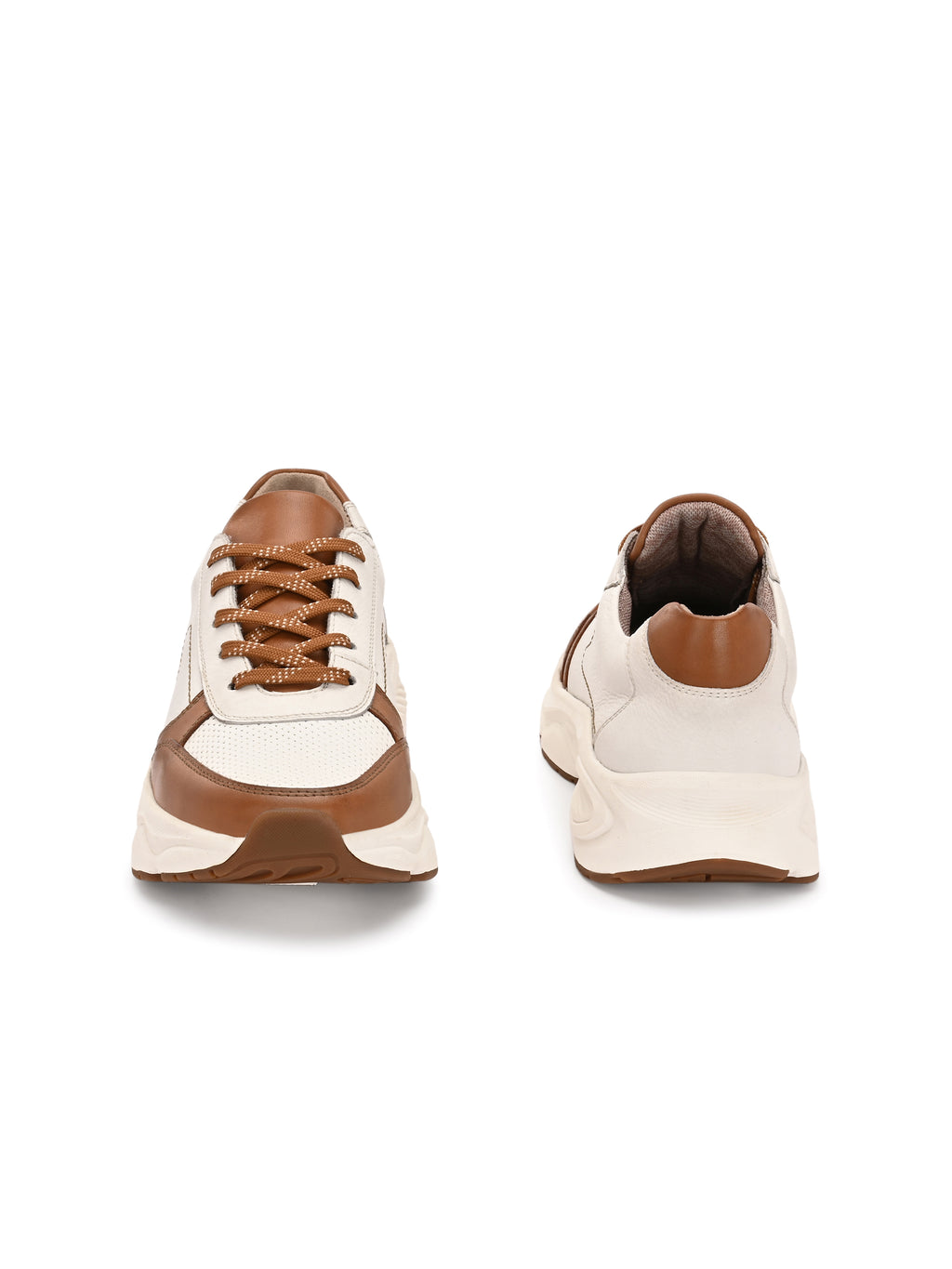 Sandstone Sprint – White & Tan Leather Sneakers