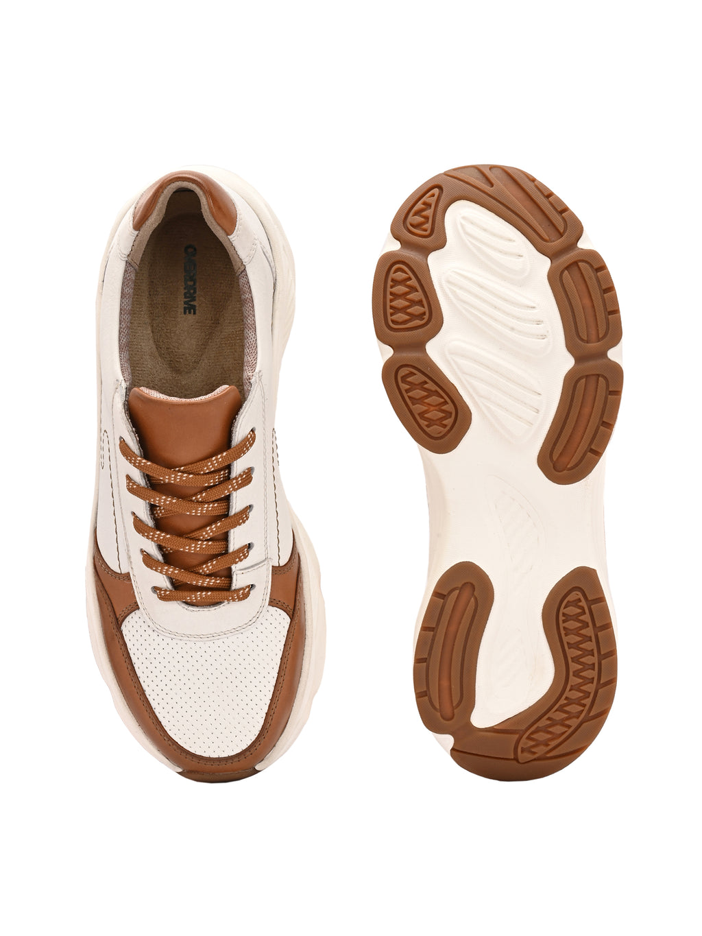 Sandstone Sprint – White & Tan Leather Sneakers