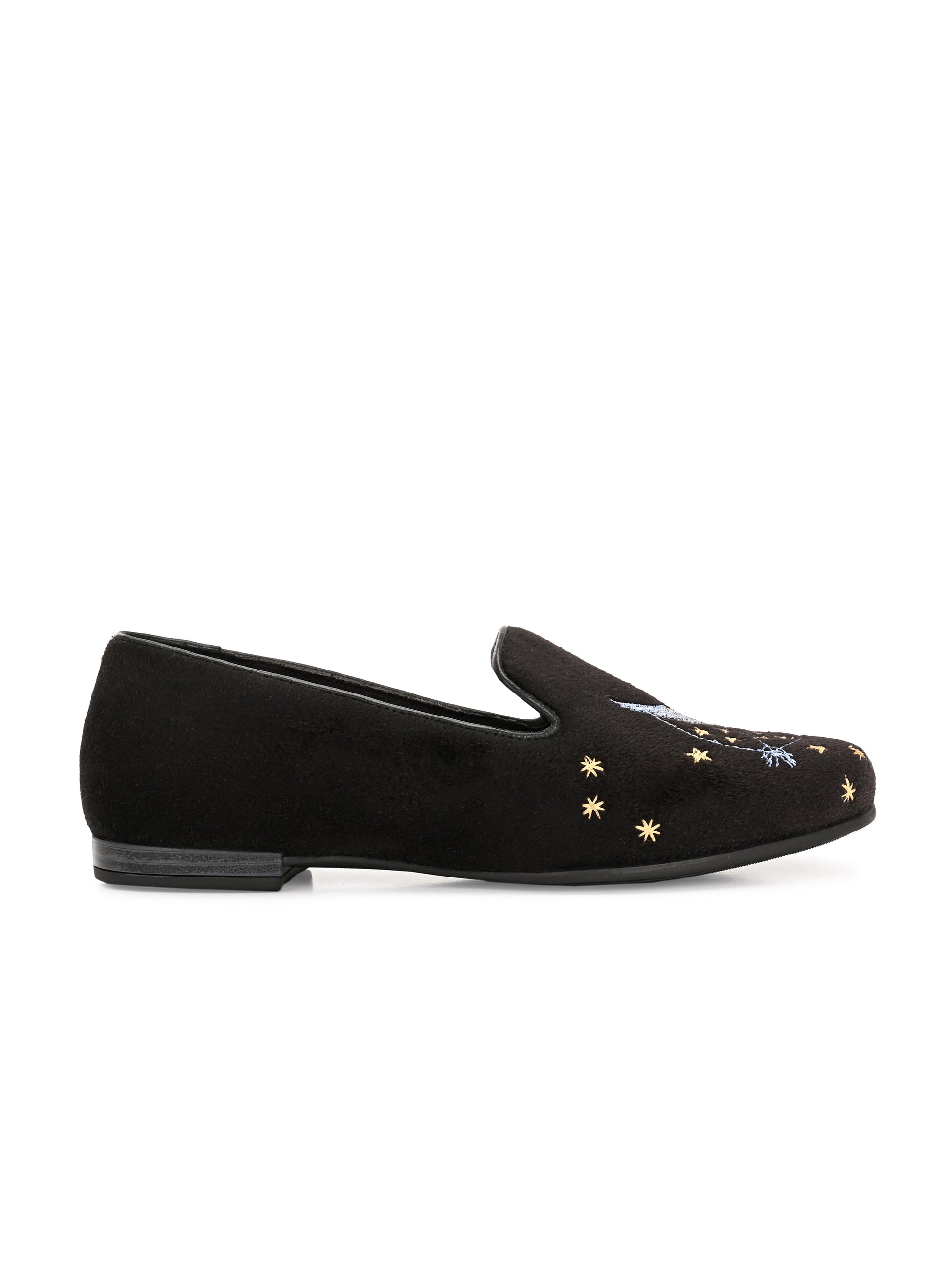 Sitara Raat – Black suede Celestial Embroidered Loafers