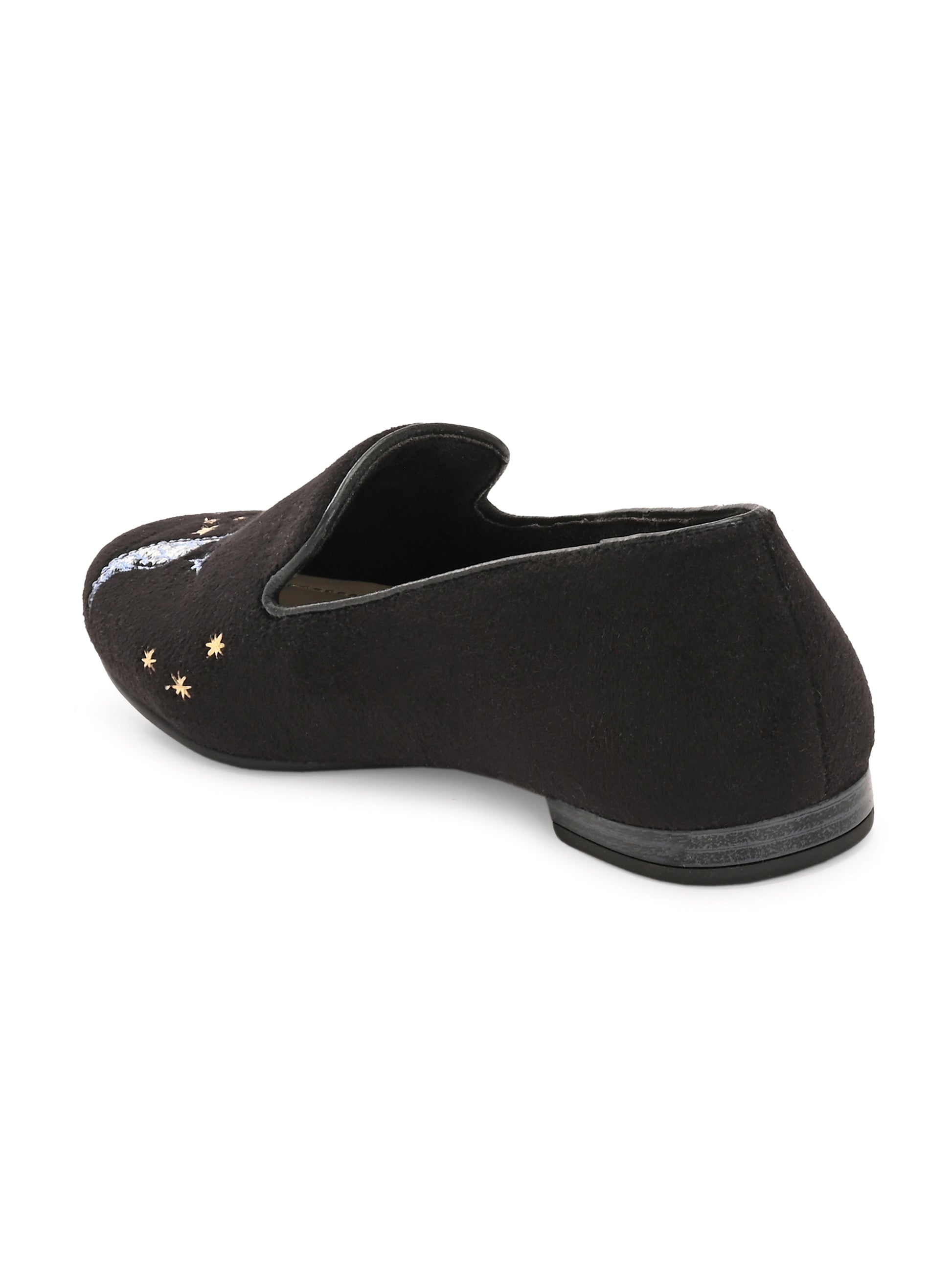 Sitara Raat – Black suede Celestial Embroidered Loafers