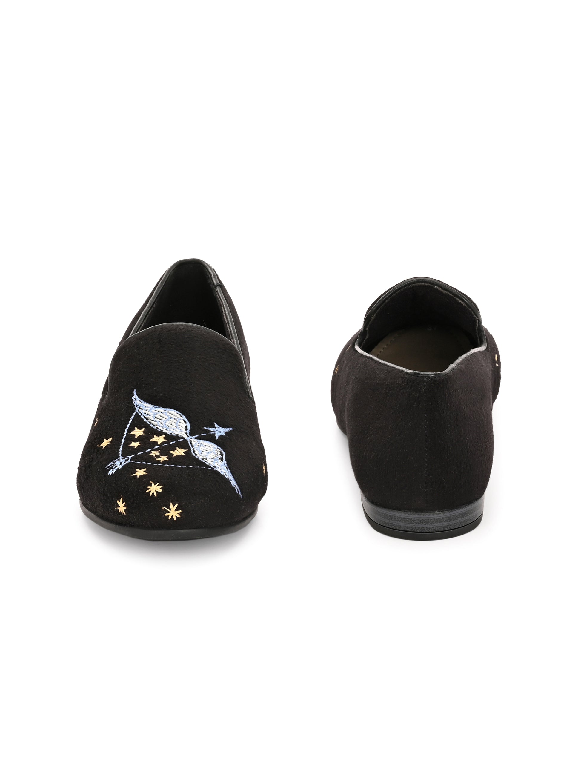 Sitara Raat – Black suede Celestial Embroidered Loafers
