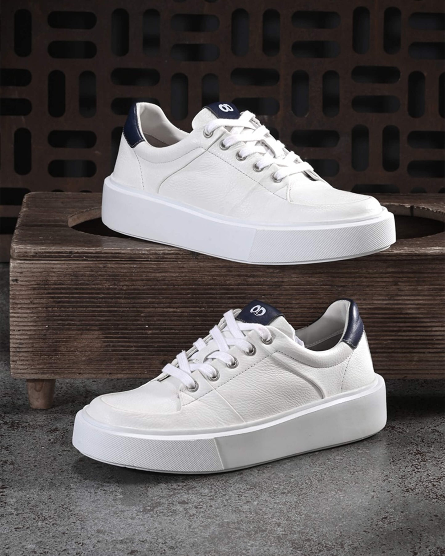 Velocity White Blue Leather Sneakers