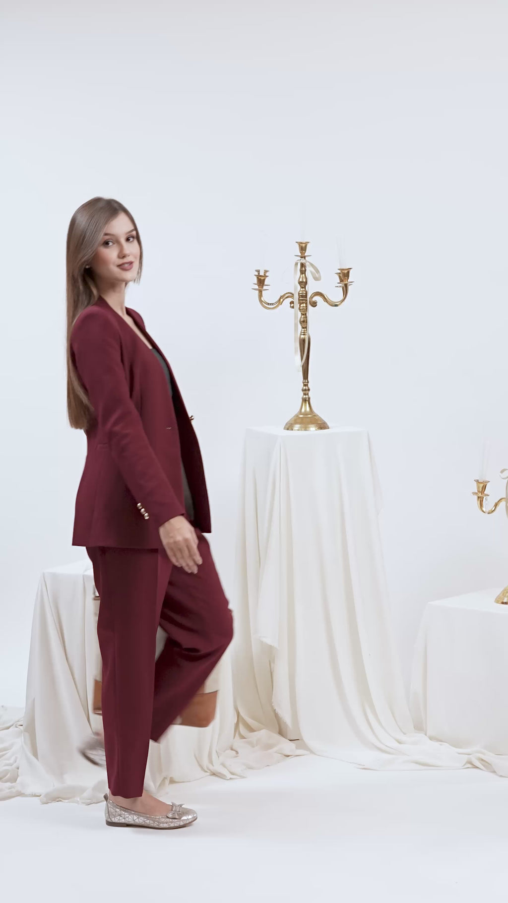 Champagne Gold Color Ballet Flats – Geometric Shimmer Bow