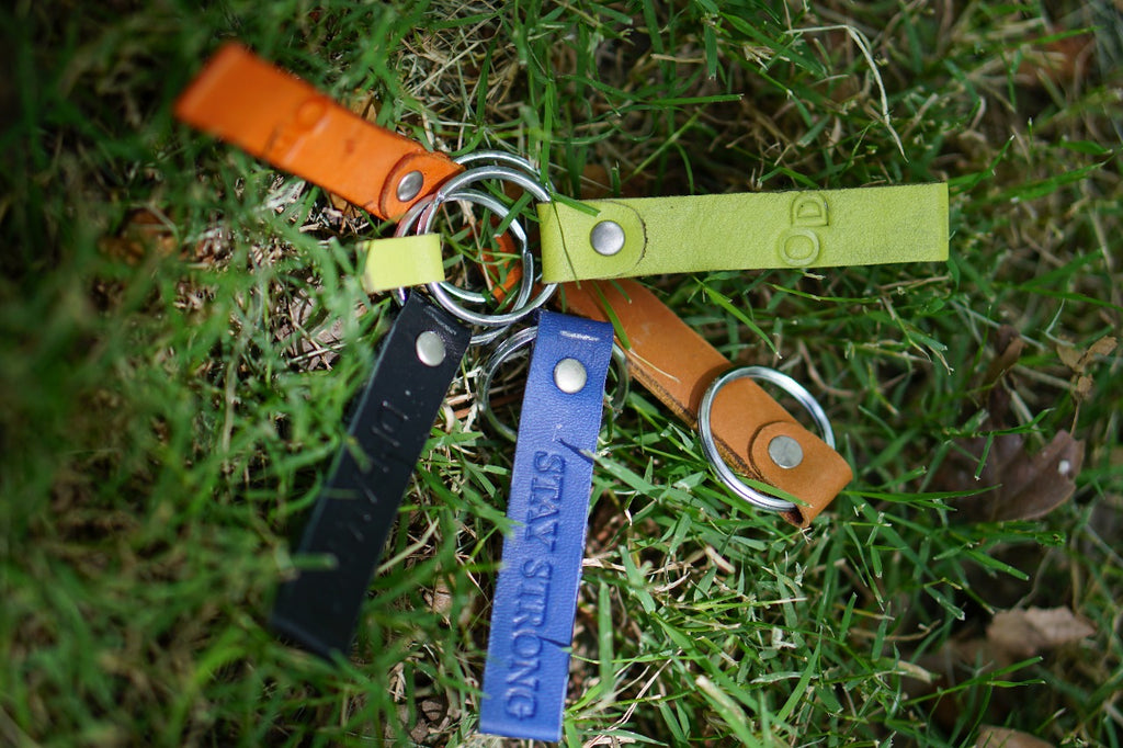 Stripe Leather Key Ring