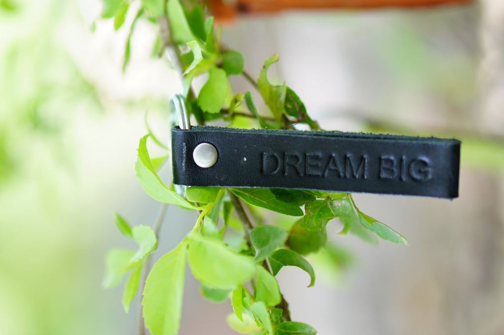 Stripe Leather Key Ring