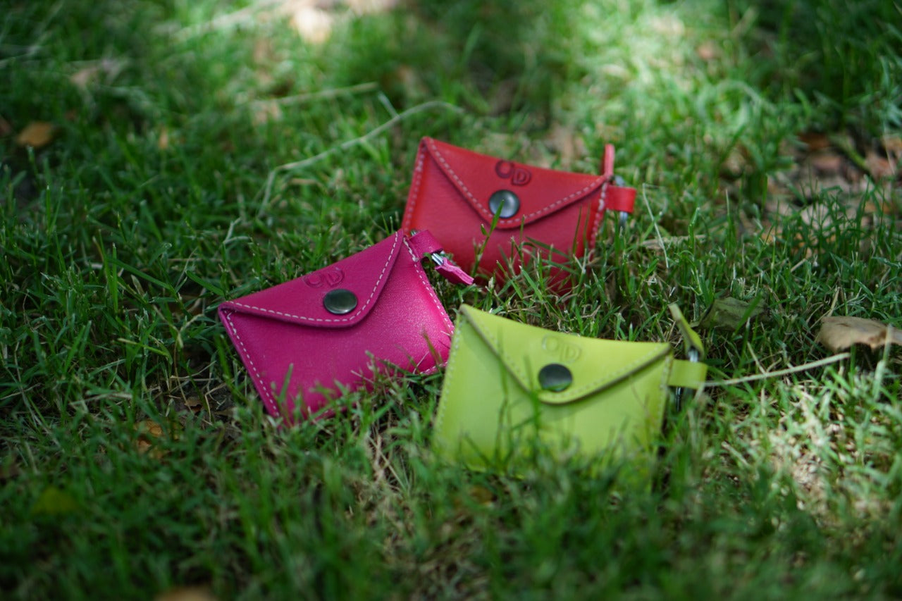 Message in Pouch Leather Key Rings