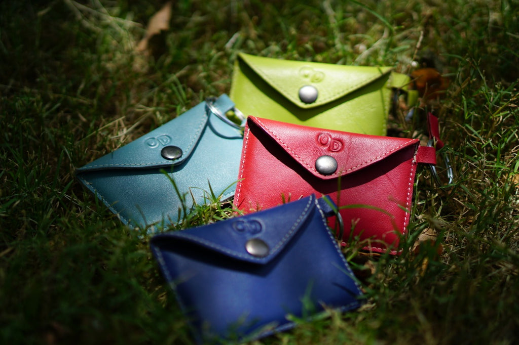 Message in Pouch Leather Key Rings