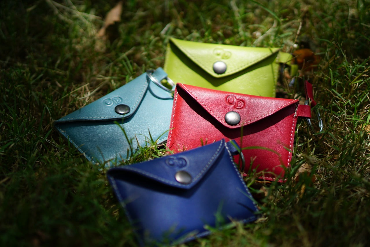 Message in Pouch Leather Key Rings