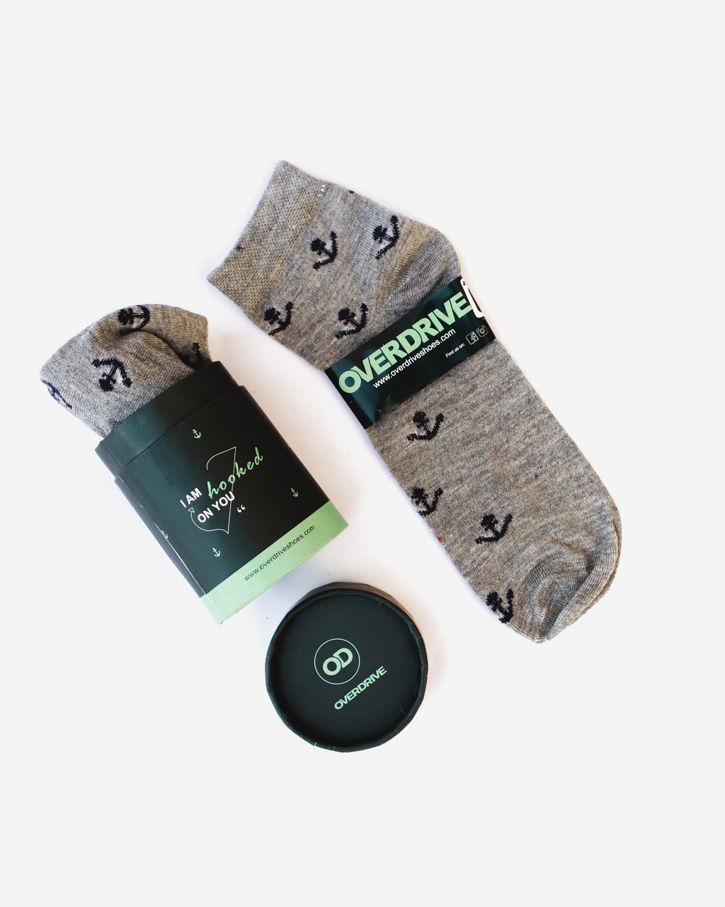 Men's Harbor Gray Anchor Cotton Ankle Socks